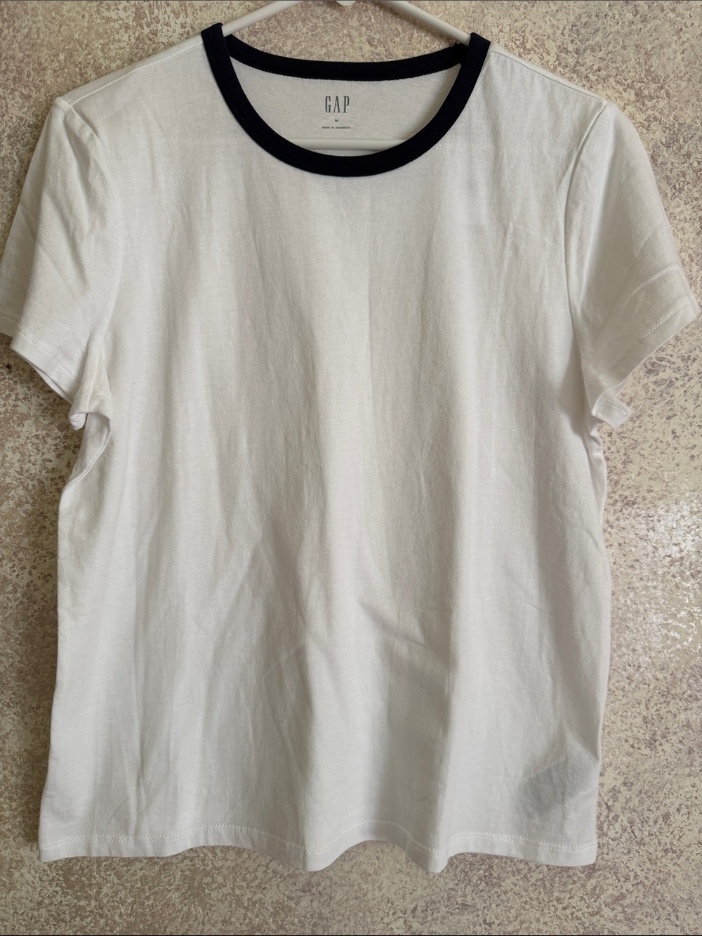 GAP White Tee with Black Ringer Collar - Picture 2 of 5